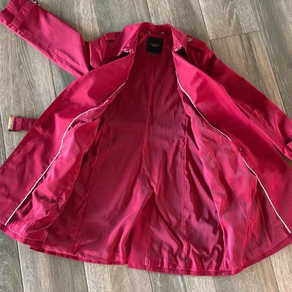 Talbots Classic red lined double breasted lightweight trench coat size 12 - Picture 8 of 10